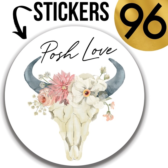 Other - 96 Posh Packaging Sticker Labels 2" Round Poshmark